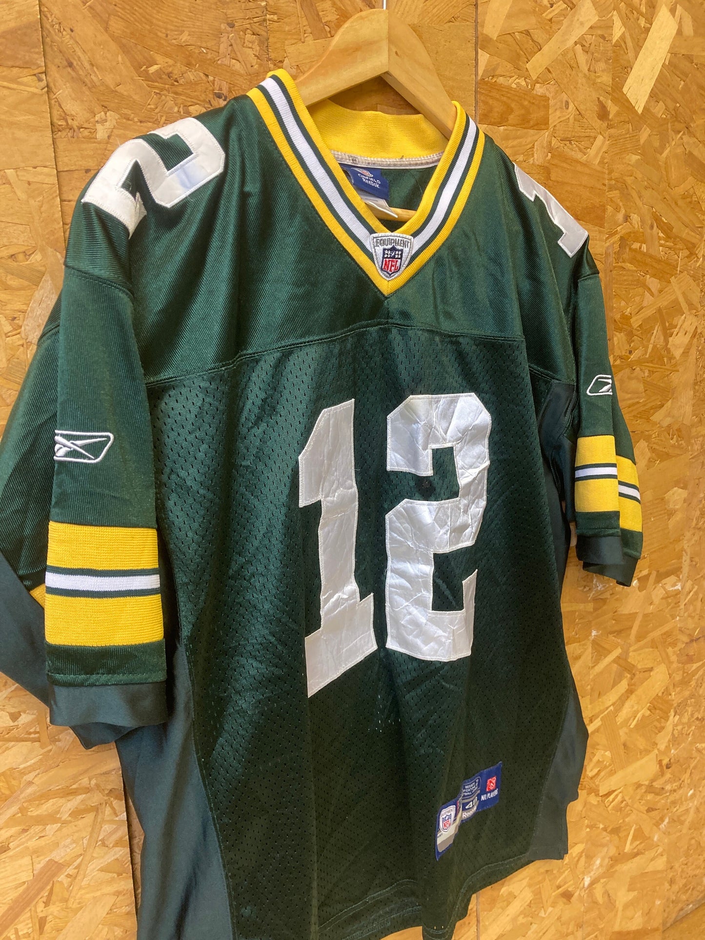 Vintage USA NFL Green Bay packers Aaron Rodgers 12 player jersey green yellow white size 48 by Reebo