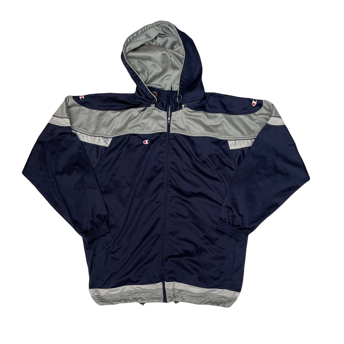 Champion Men's XXL Navy Blue Track Jacket Hooded Zip Up "Since 1919"