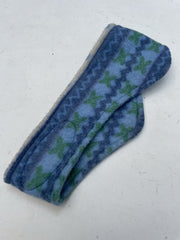 Vintage Barilla Fleece Headband Ear Warmer Blue Green Pattern One Size