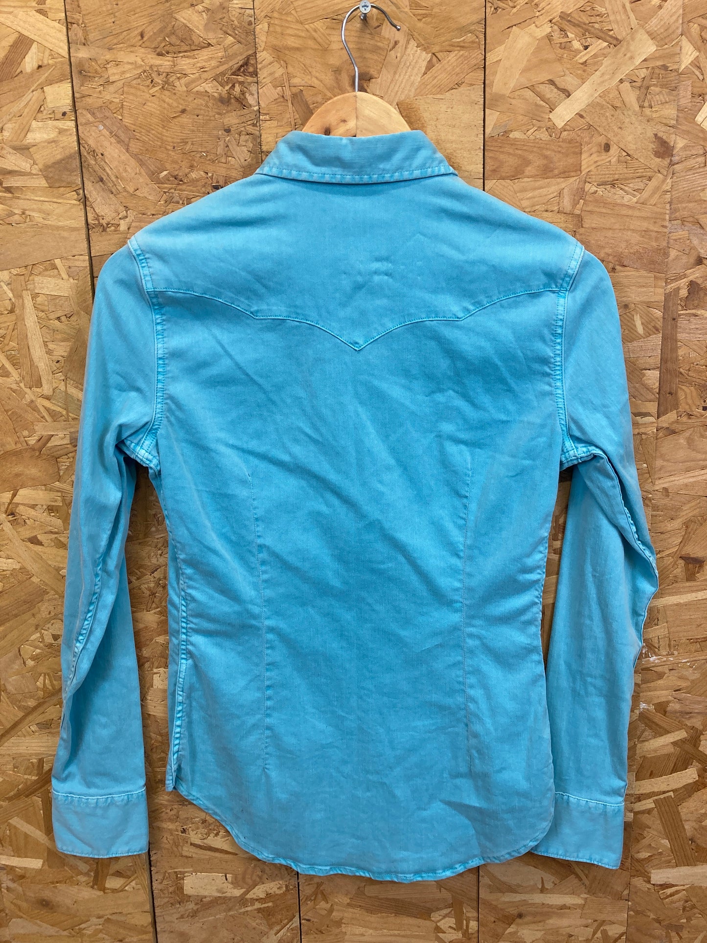 Vintage 90s ladies turquoise denim cowgirl rodeo cowboy western shirt by Ralph Lauren size small