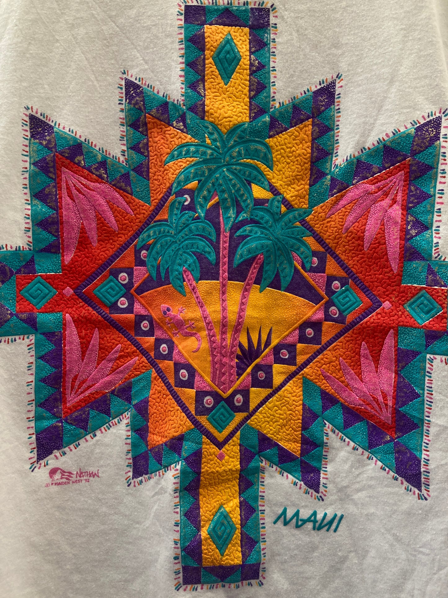 Vintage 90s Maui foam print souvenir single stitch t-shirt size XL by Hanes