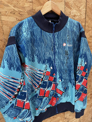 Vintage Nalini Cycle Jacket Men's L Blue Red Geometric Wave