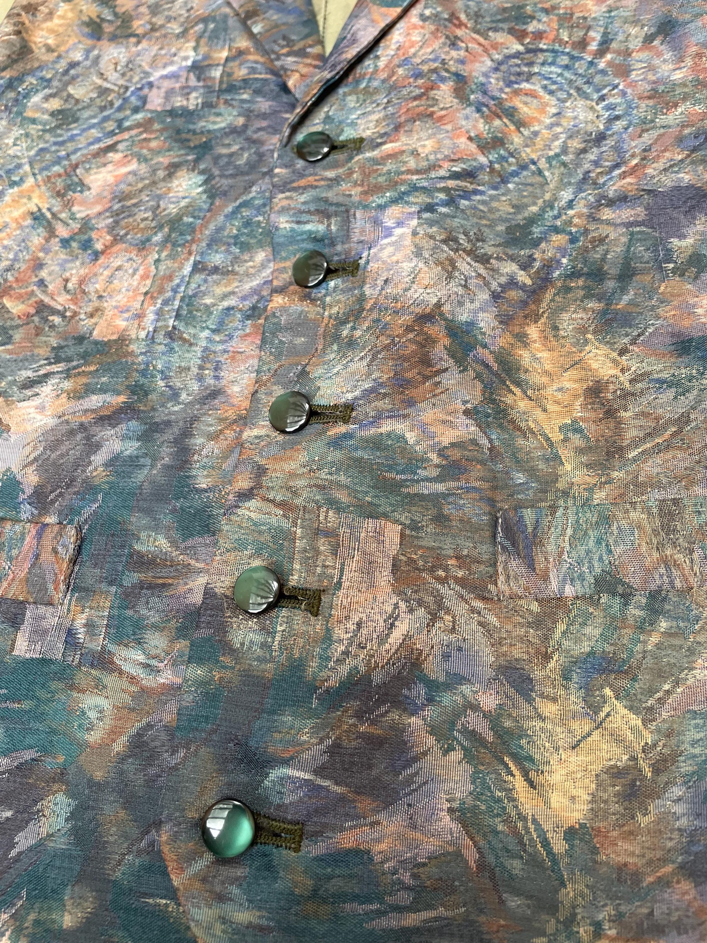 Vintage 90s green purple abstract ugly print men’s waistcoat size medium by Angelo Litrico
