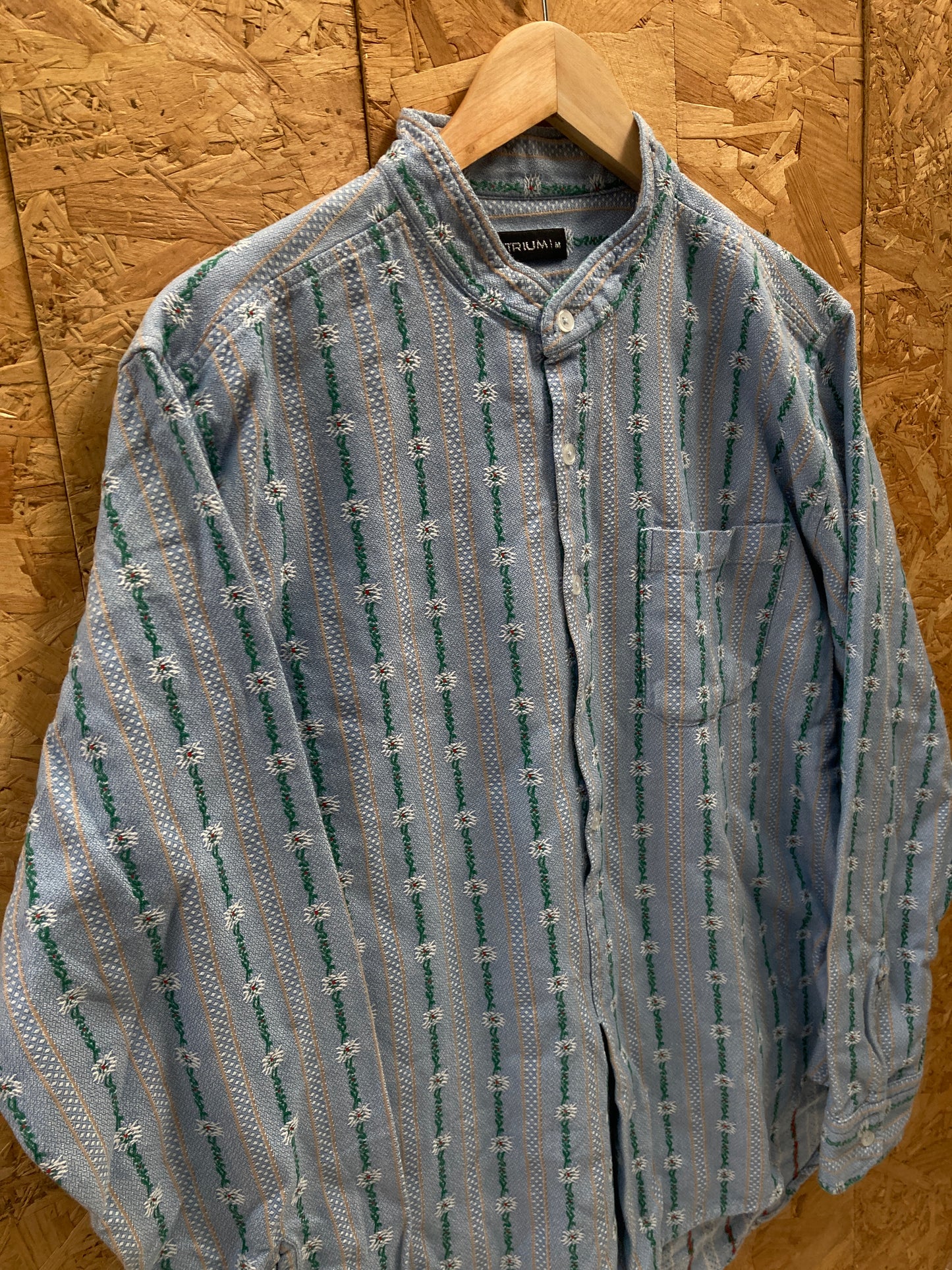 Vintage 90s blue green striped long sleeve tunic shirt size medium by Atrium