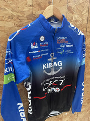 Vintage Kibag Cycling Race Jersey Blue Black Gradient Long Sleeve Men's Size S