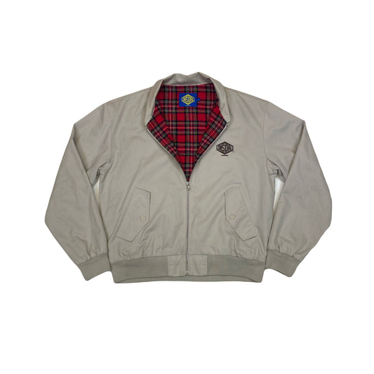 Vintage Y2K MOD soul skin punk tartan inner British made Harrington beige jacket by Lonsdale size la