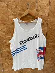 Vintage Reebok Tank Top Men's XXL White Union Jack Graphic Athletic Sleeveless