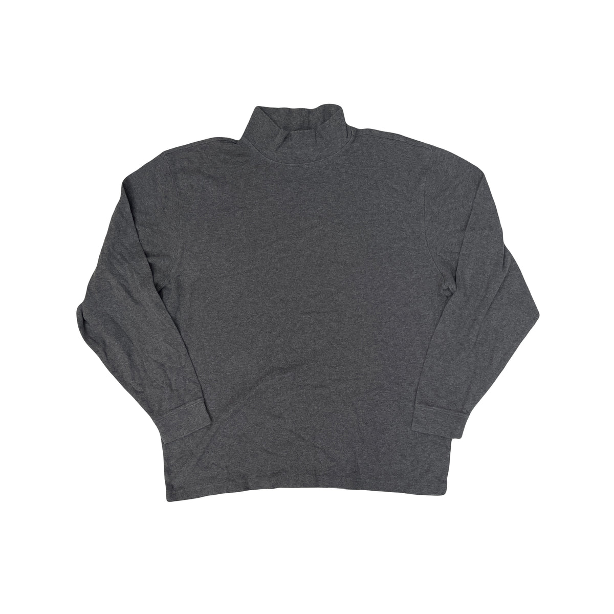 L.L.Bean Men's Mock Neck Long Sleeve Shirt L Grey Loose Fit Cotton Blend