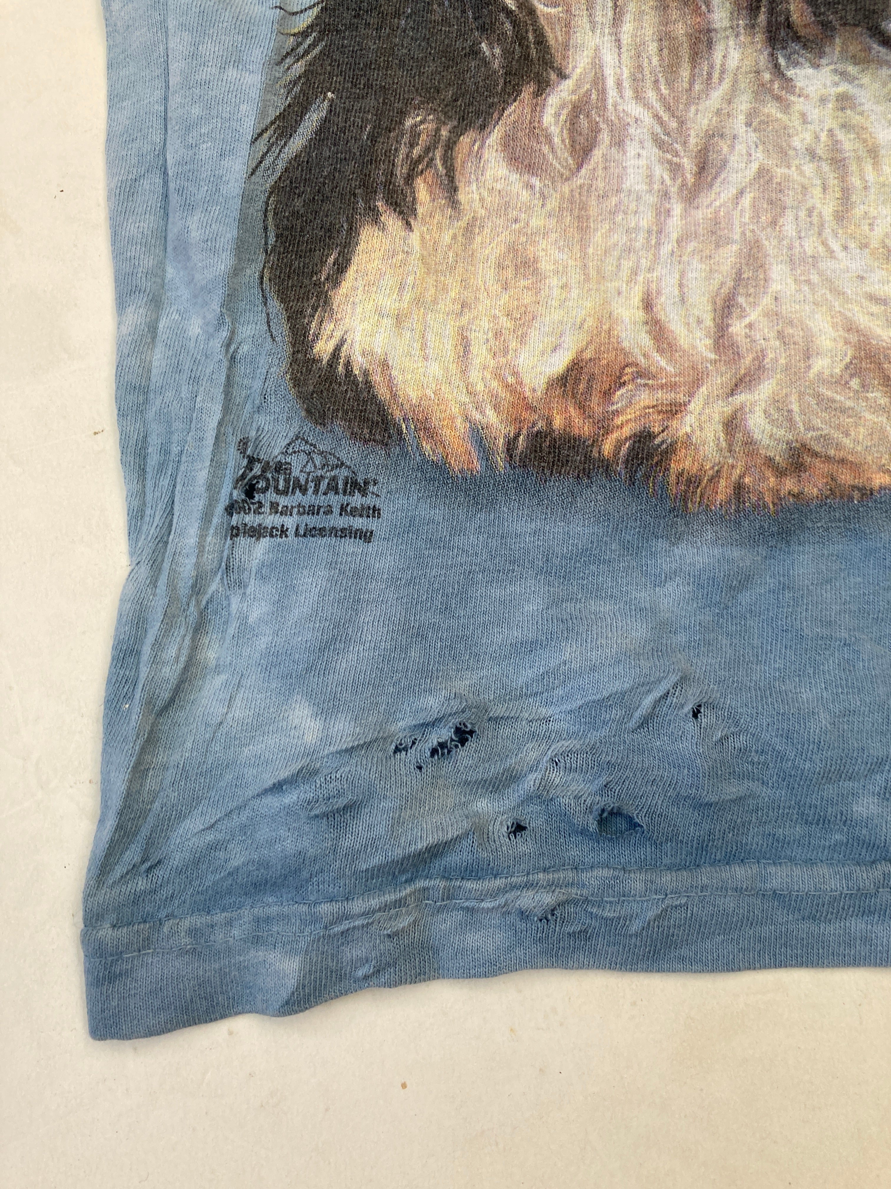 Vintage 90s The Mountain Yorkshire terrier show dogs blue tie dye t-shirt size M