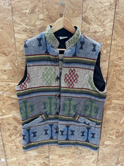 Vintage Handicrafts Geometric Boho Pattern Woven Vest Men's Size M
