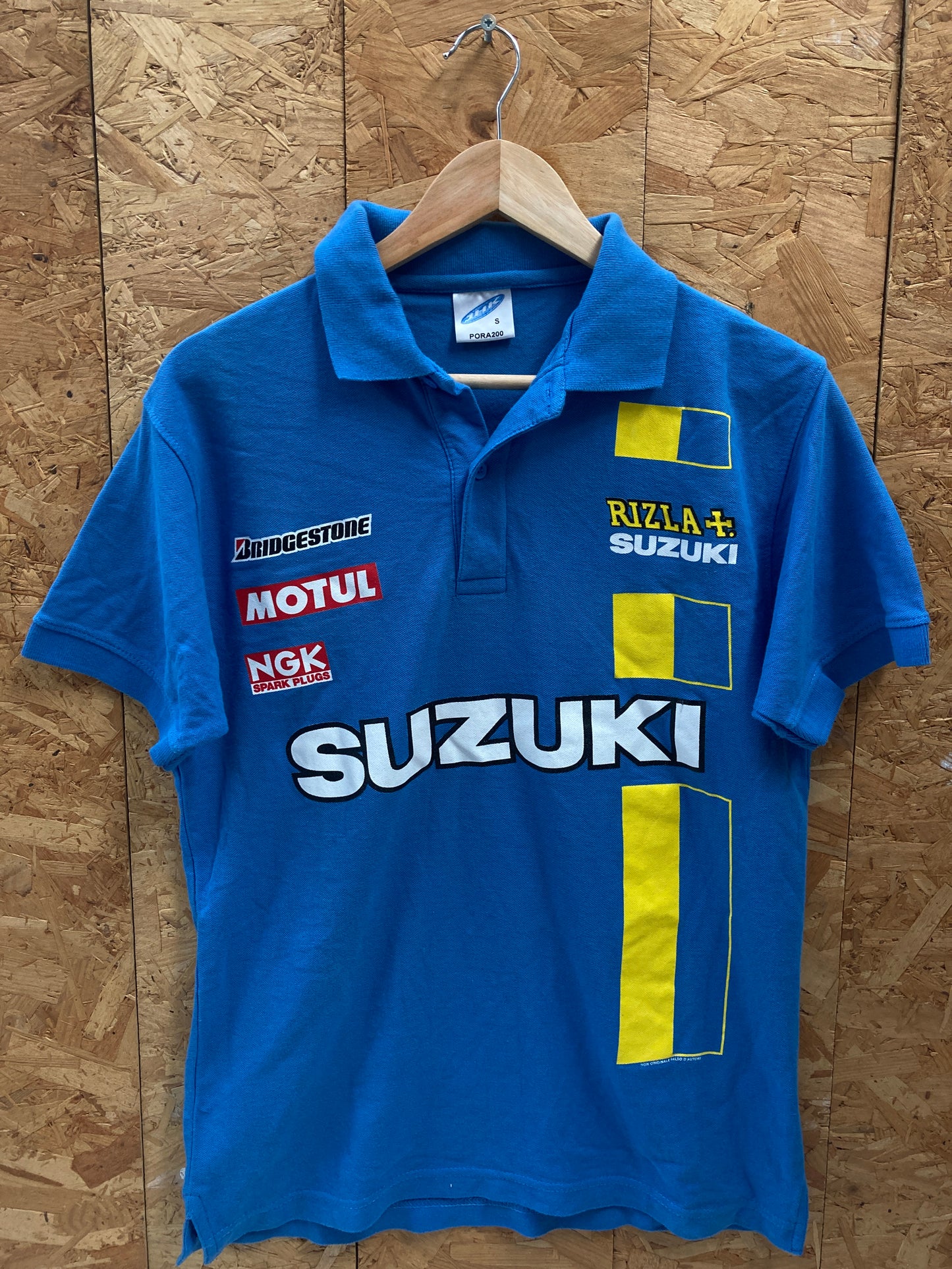 Vintage Y2K Blue Suzuki Rizla race team souvenir polo t-shirt size small