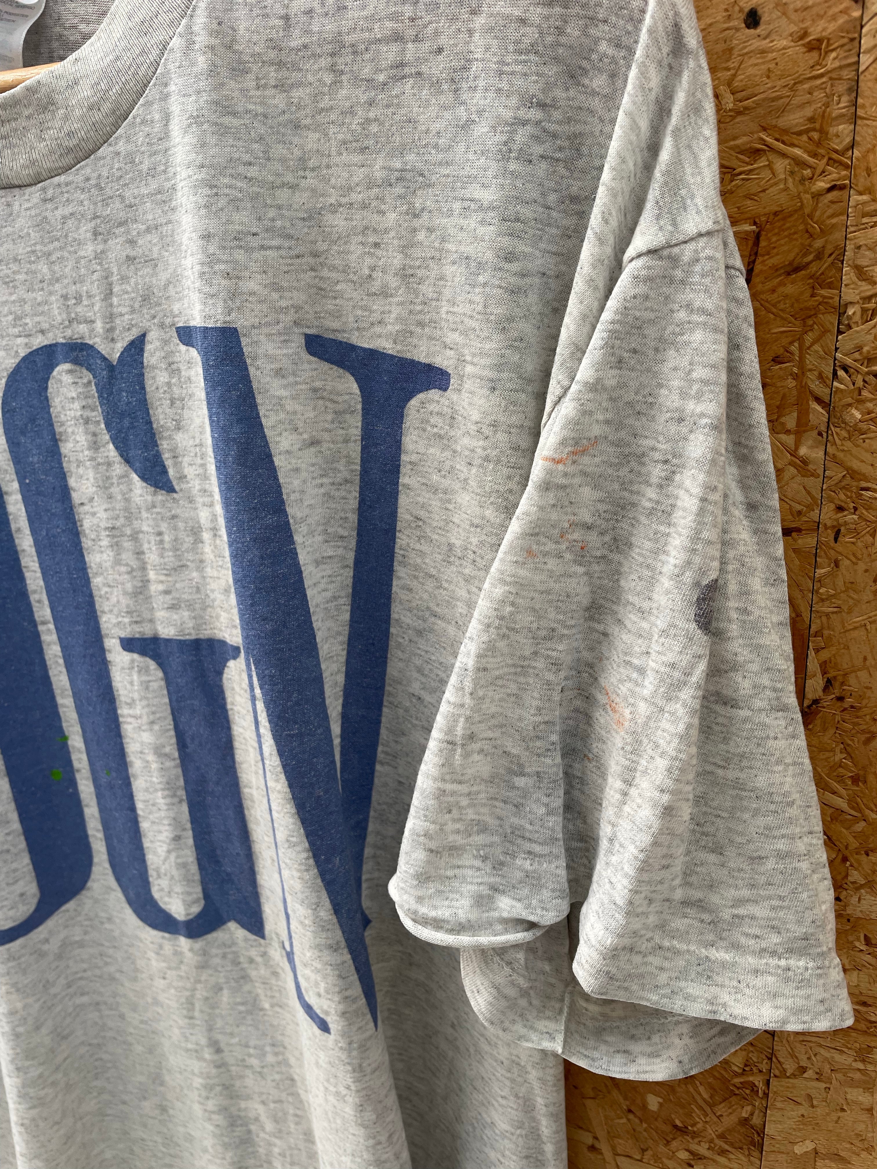 Vintage 90s Thrashed Single Stitch Hanes T-Shirt DGN Gray - Size L
