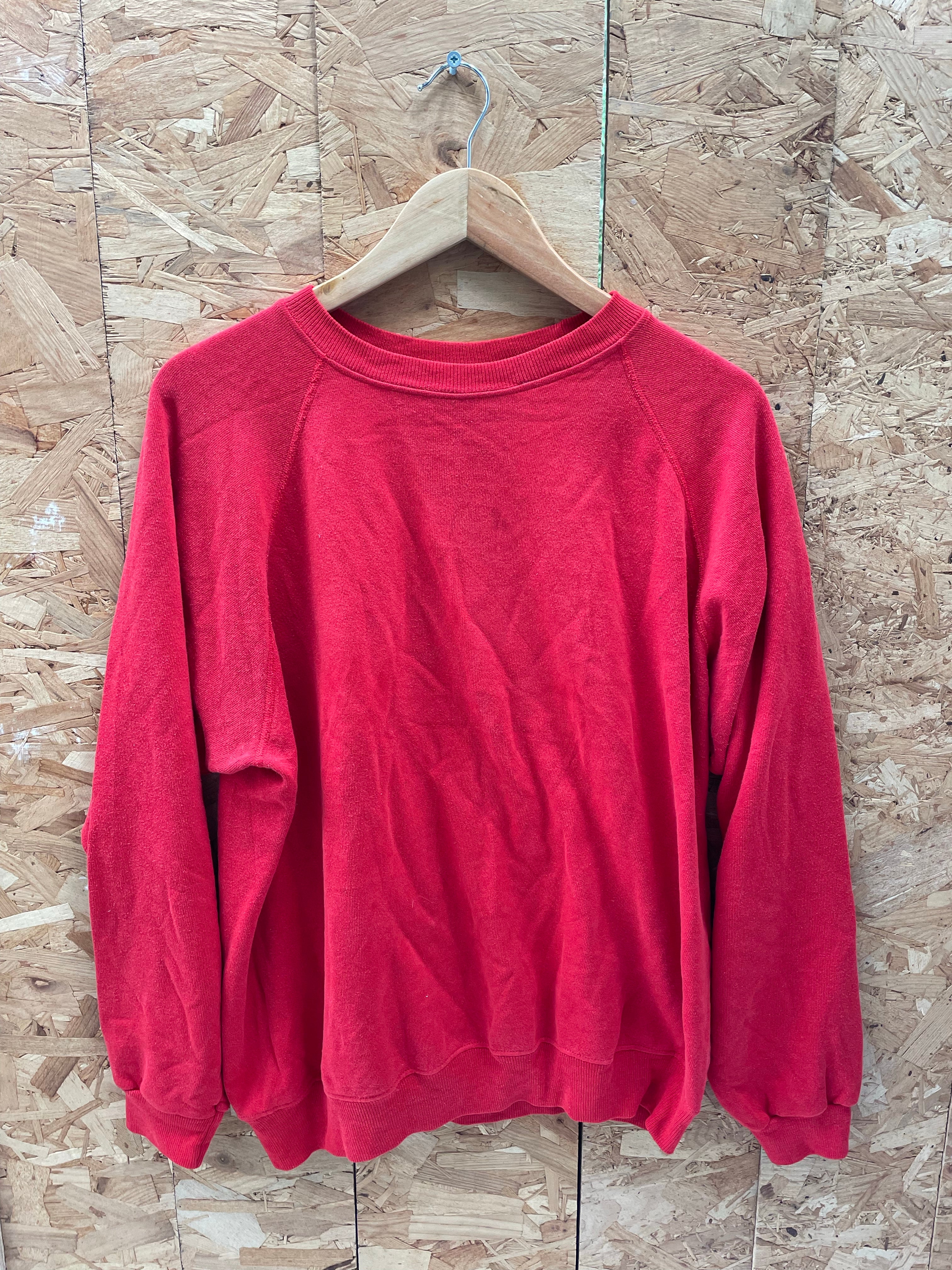 Vintage 90s Hanes Red Minimal Blank Raglan Crewneck Sweater XL