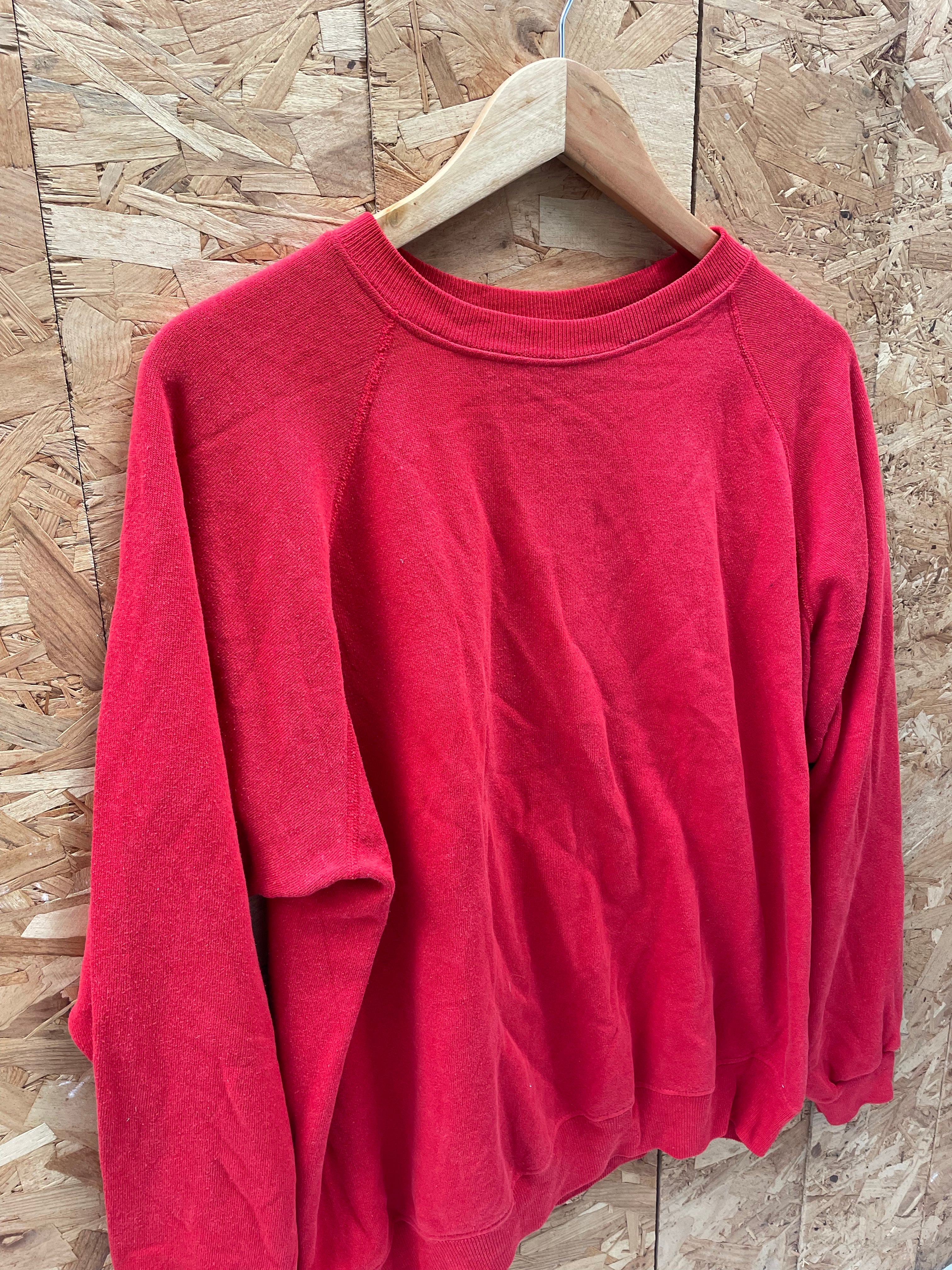 Vintage 90s Hanes Red Minimal Blank Raglan Crewneck Sweater XL