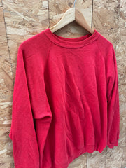 Vintage 90s Hanes Red Minimal Blank Raglan Crewneck Sweater XL