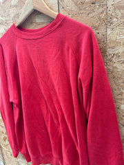 Vintage 90s Hanes Red Minimal Blank Raglan Crewneck Sweater XL