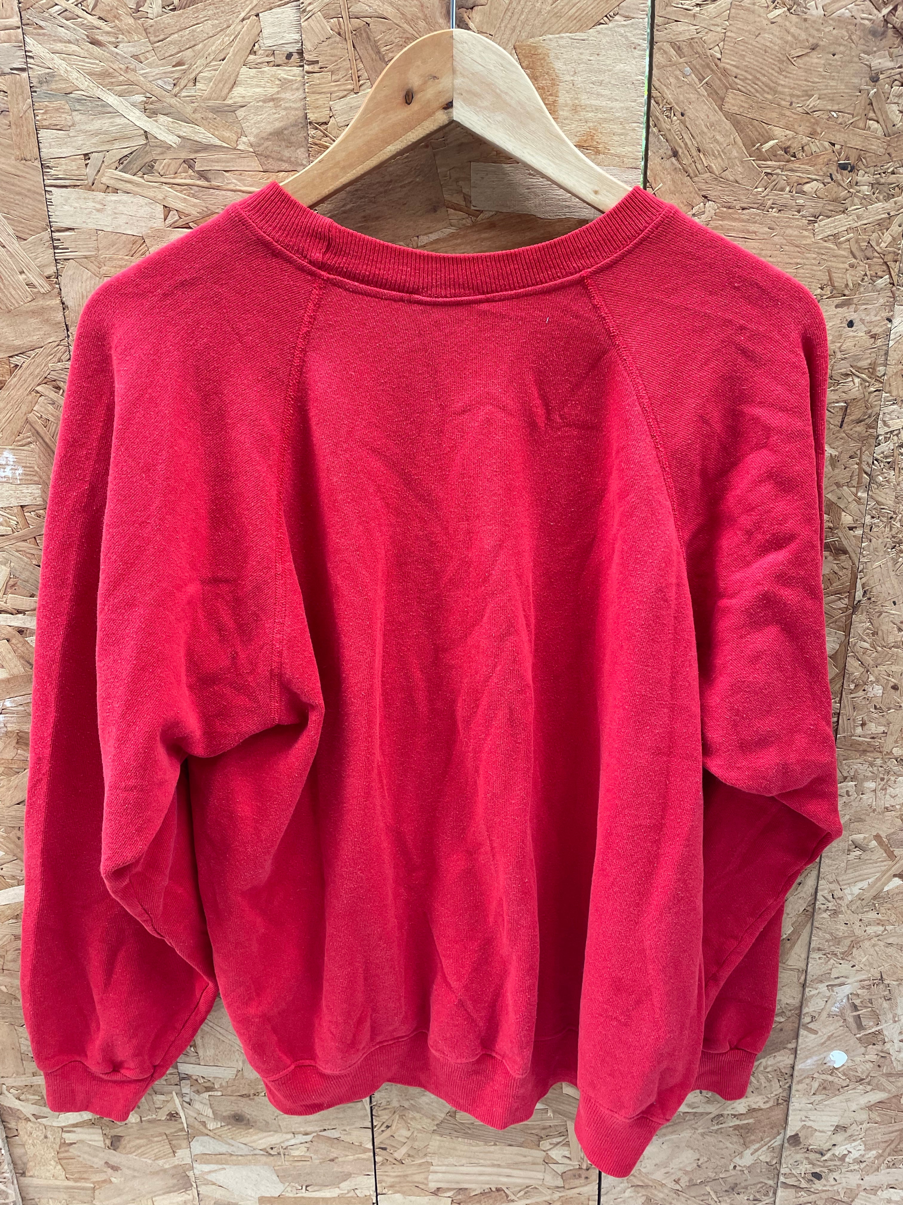 Vintage 90s Hanes Red Minimal Blank Raglan Crewneck Sweater XL