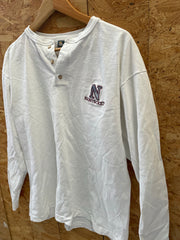 Vintage Nantucket Henly Long Sleeve Single Stitch Shirt L White Cotton