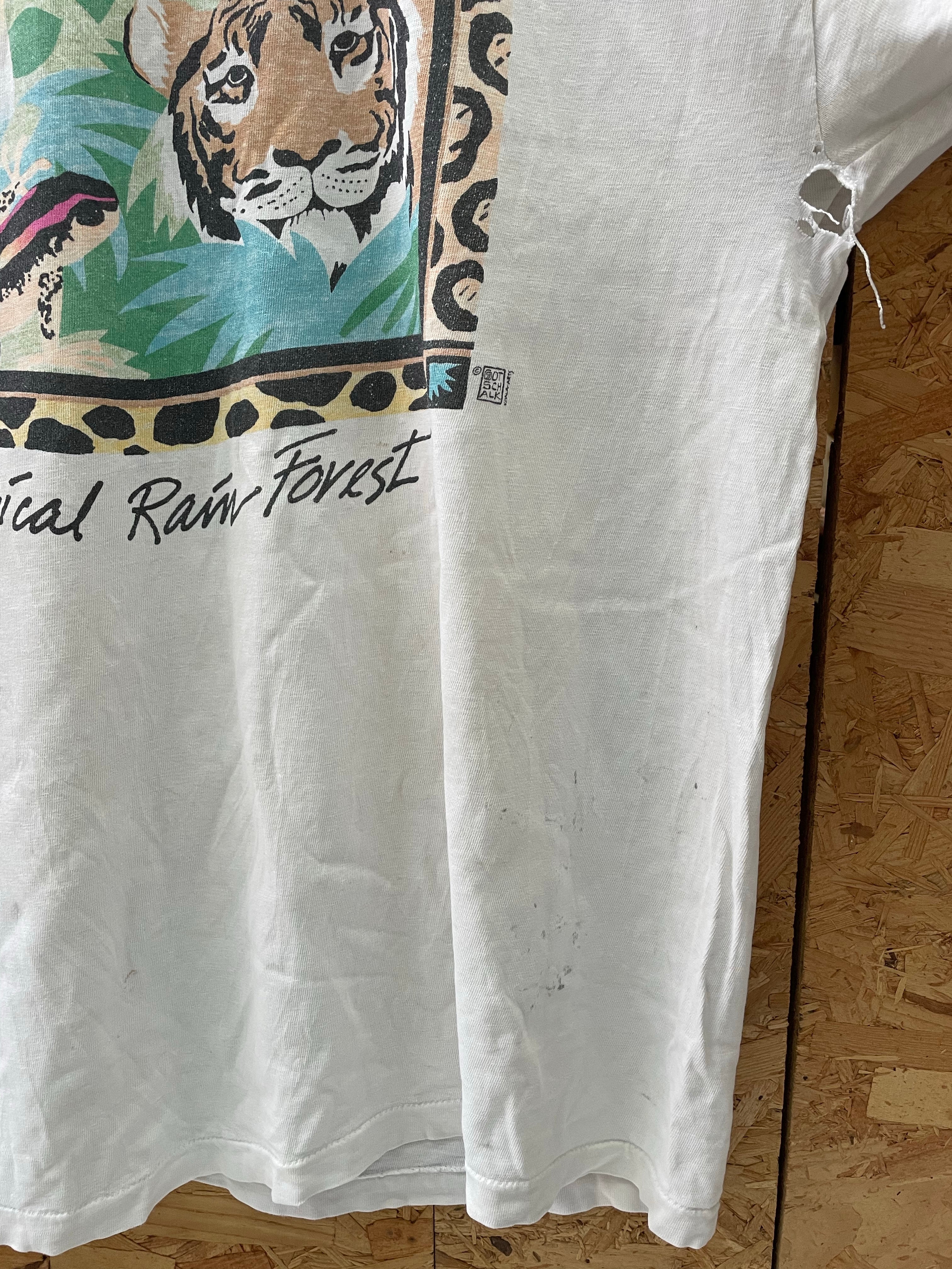 Vintage 90s Thrashed San Diego Zoo Single Stitch T-Shirt - White - Size XL