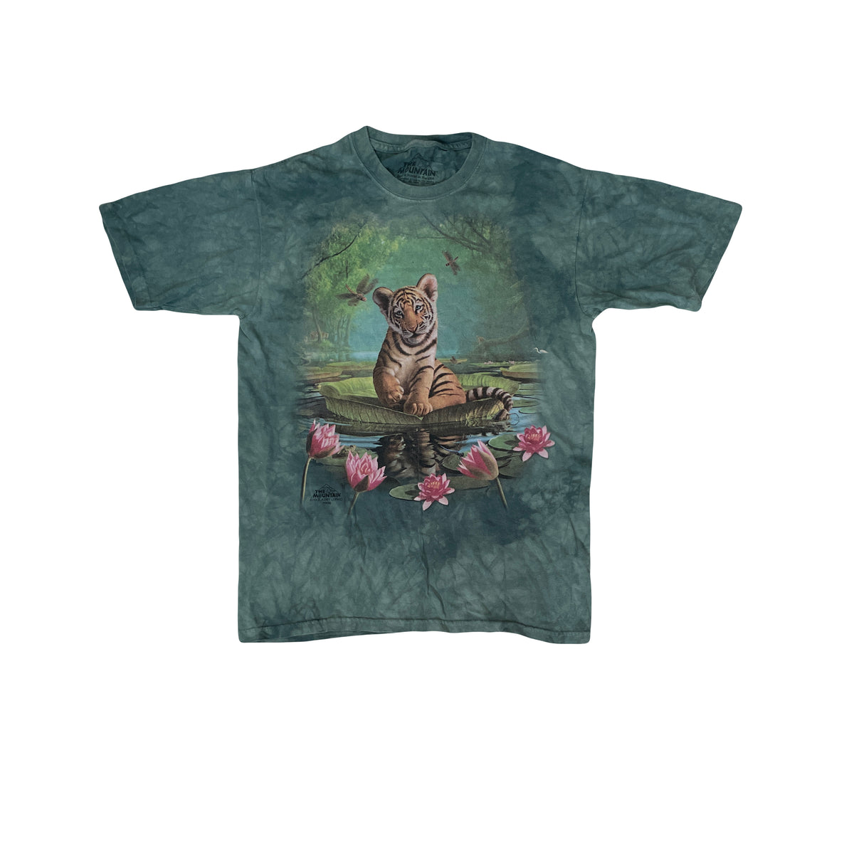 Vintage The Mountain Men's Size S Green Tie Dye Tiger Cub T-Shirt