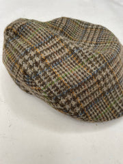 Vintage Brown Plaid Tweed Flat Cap Hat - Men's Retro Style