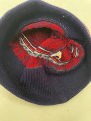 Vintage Ski - Gives Strength Knit Beanie Hat Navy Blue Red White