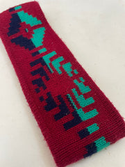 Vintage 80s/90s Geometric Pattern Knit Headband - Red/Teal/Navy - One Size