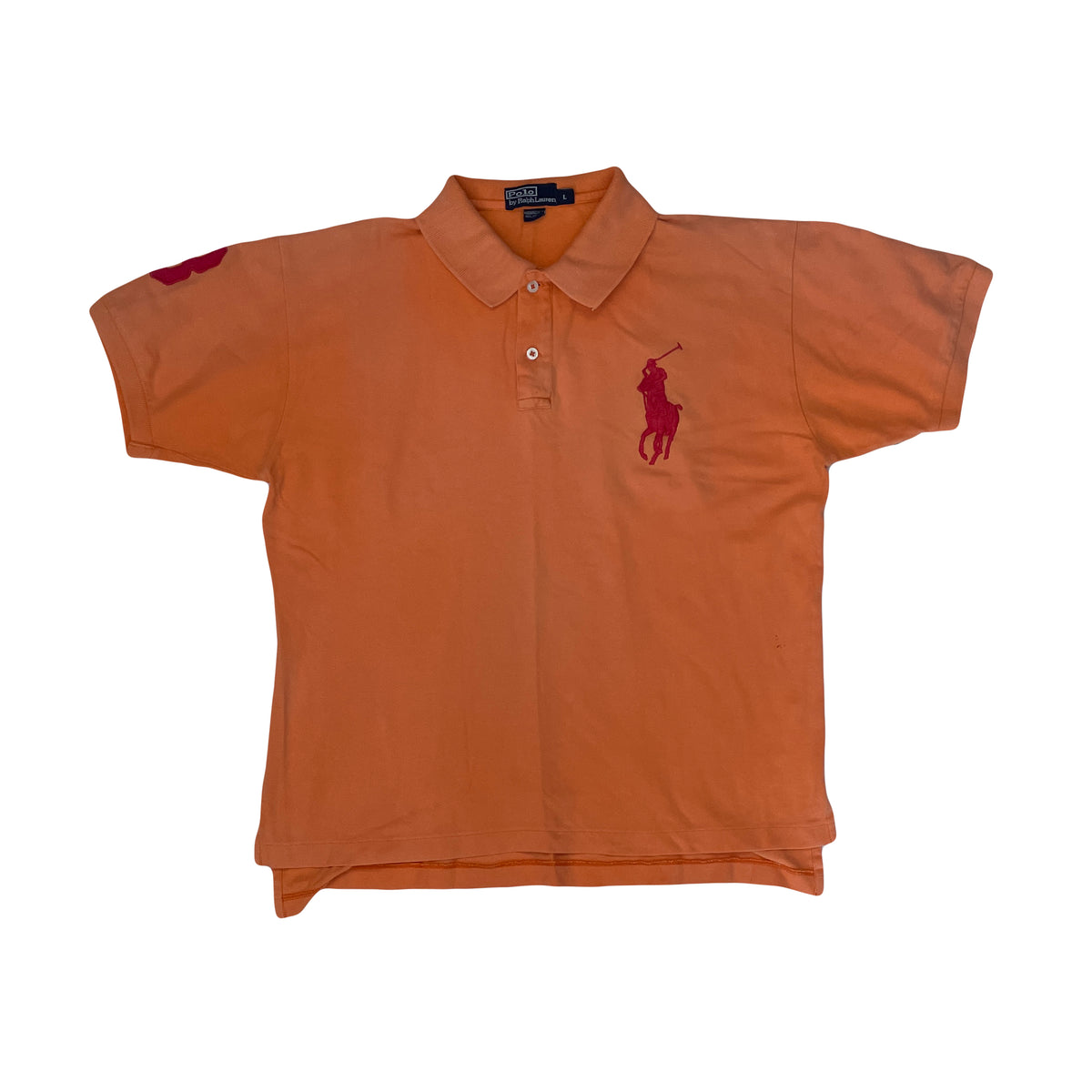 Polo Ralph Lauren Men's L Orange Big Pony Embroidered Short Sleeve Polo Shirt