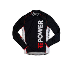 RePower Long Sleeve Cycling Jersey Men's L Black Red White Full Zip Athletic