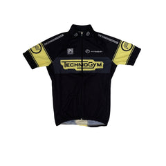 Santini Technogym Fitness Company Cycling Jersey Short Sleeve Black Yellow Men's M