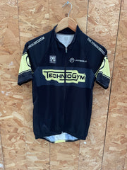 Santini Technogym Fitness Company Cycling Jersey Short Sleeve Black Yellow Men's M