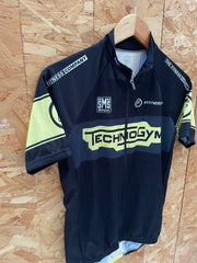 Santini Technogym Fitness Company Cycling Jersey Short Sleeve Black Yellow Men's M