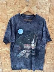 Vintage The Mountain Black Cat Witch Books Moon Candle Tie Dye T-Shirt Size 2XL