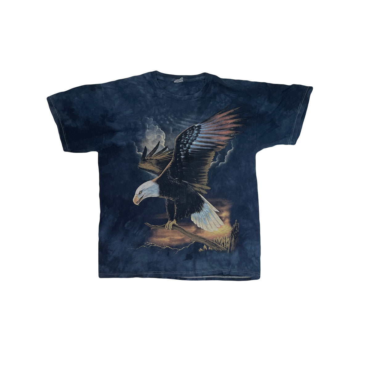 Vintage  "Eagle in Flight" Tie-Dye T-Shirt - Size L - Blue - Graphic Tee