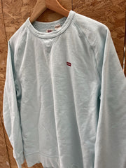 Vintage Y2K Levi's Crew Neck Sweatshirt Light Baby Blue M Raglan Pullover