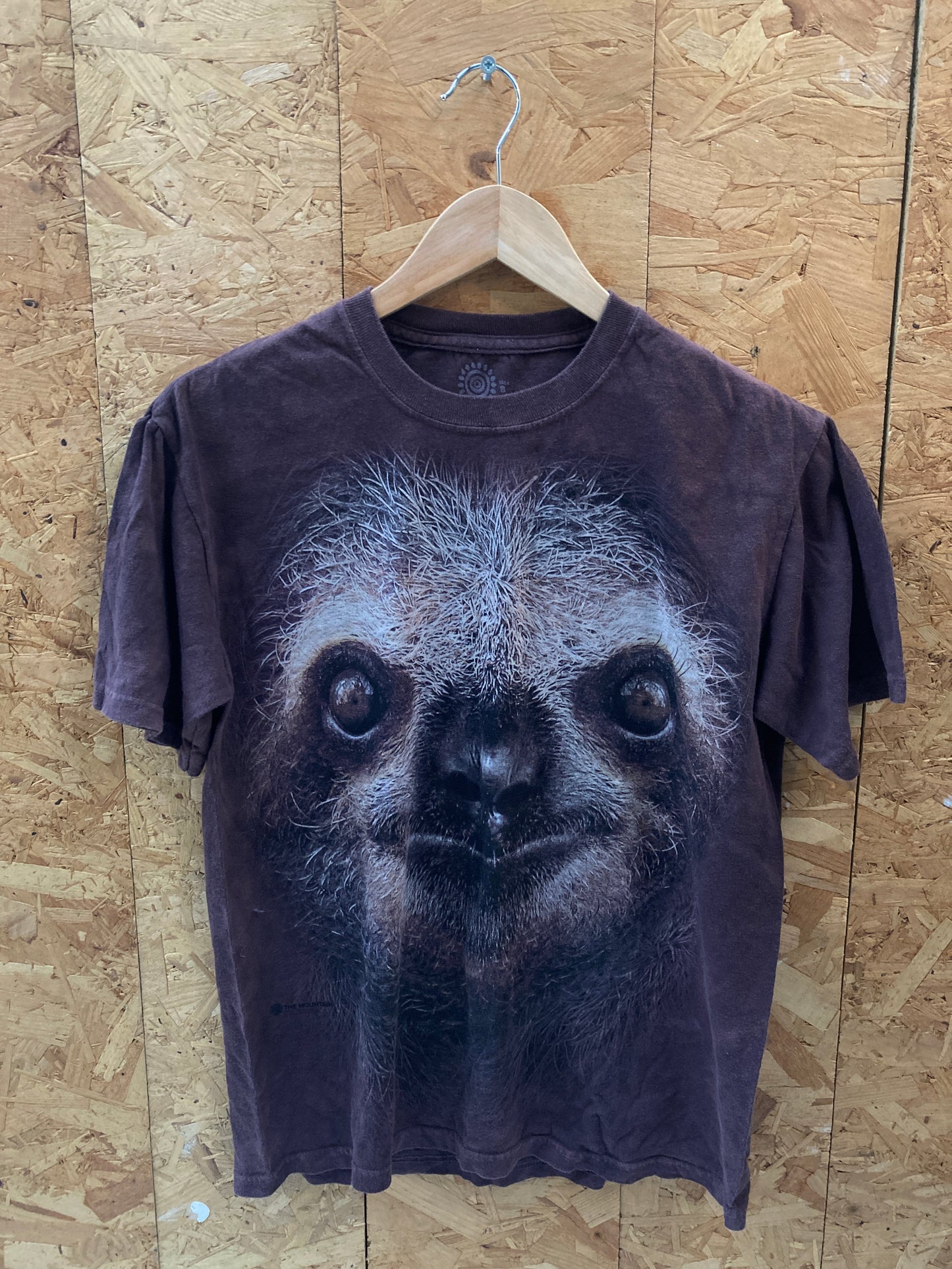 Vintage 90s The Mountain USA brown tie dye cute sloth face t-shirt size small