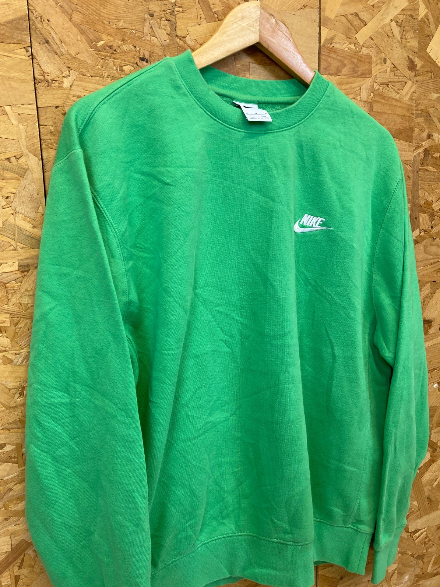 Vintage Y2K Nike minimal swoosh bright green crew neck sweater size medium oversized fit