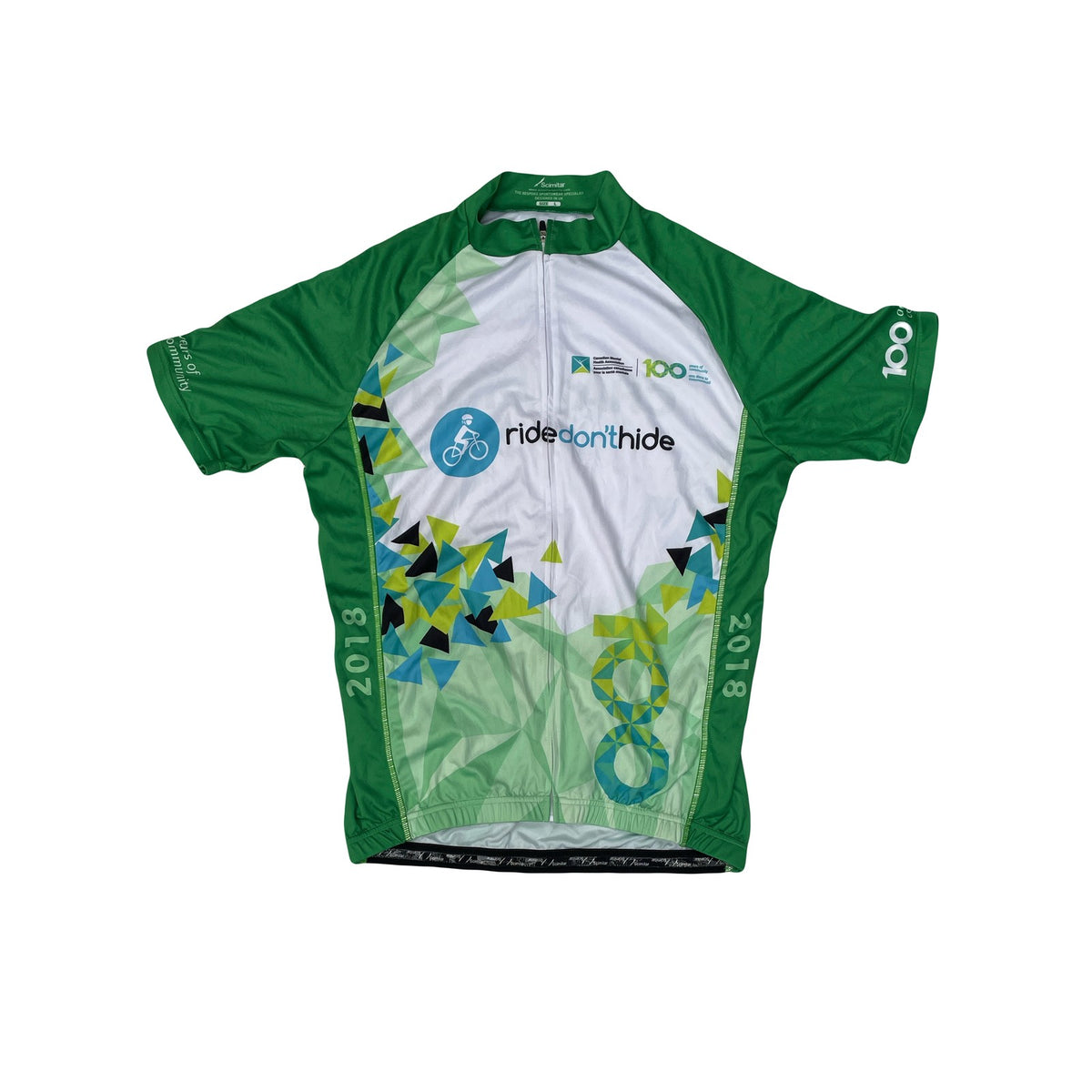Scimitar 2018 "Ride Don't Hide" Cycling Jersey Green White Men's XL