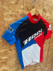 Bixs Sports Division Short Sleeve Cycling Jersey Red Blue Black White Size XS