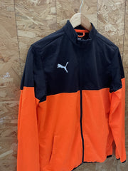 Puma Track Jacket Orange Black Colorblock Zip Up Logo Men's Size S