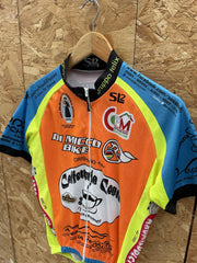 Vintage SI2 Cycling Jersey Men's S Orange Blue Yellow Short Sleeve Bike Shirt