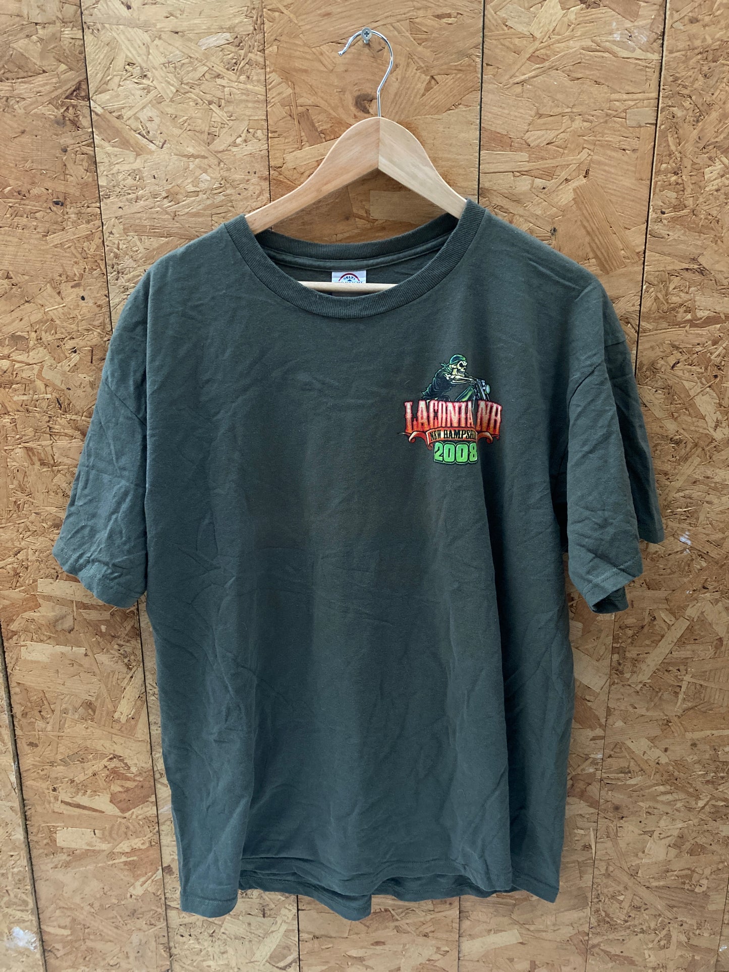 Vintage 85th Annual Laconia NH Bike week souvenir green biker t-shirt size XL