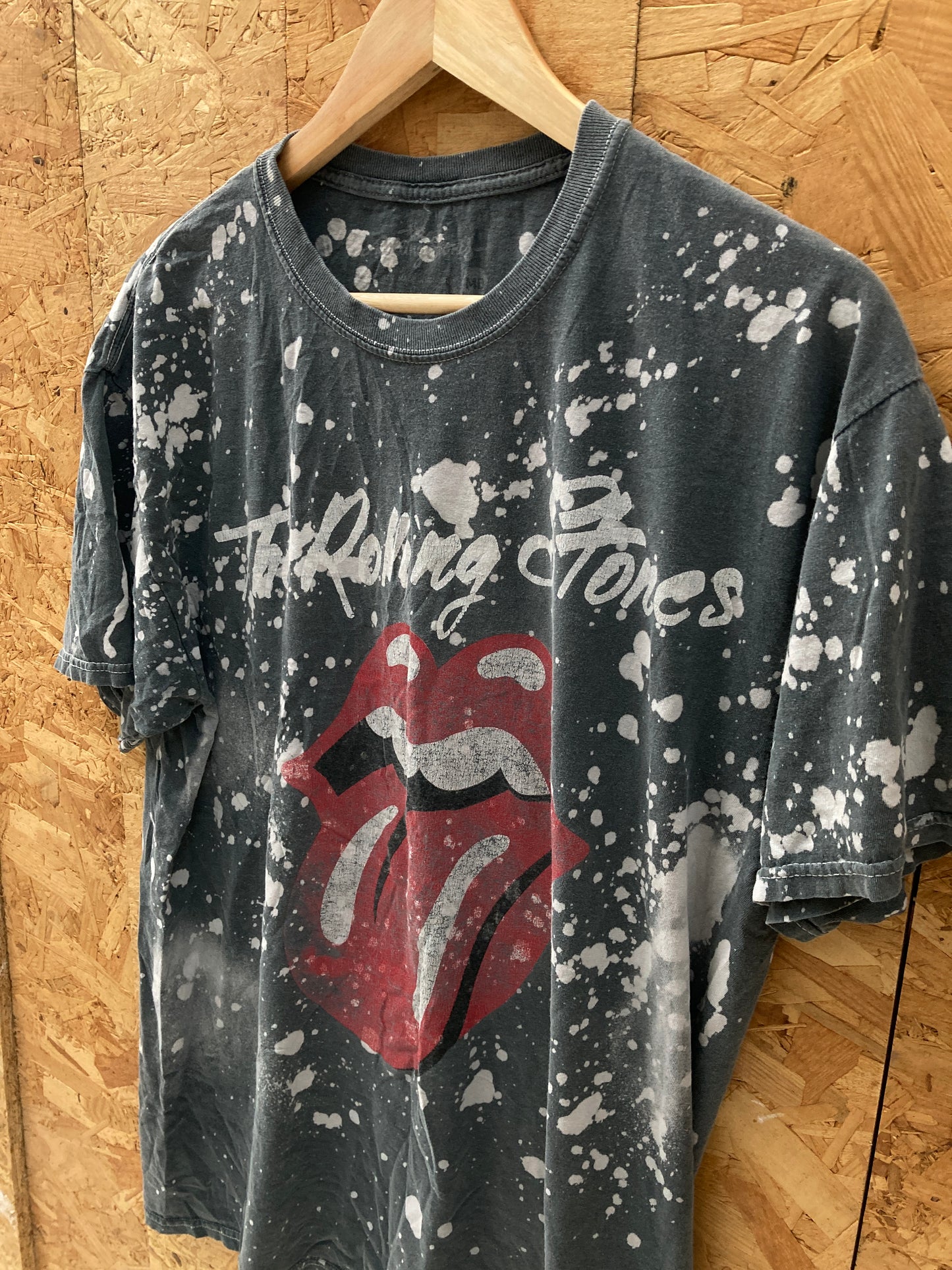 Vintage Y2K Rolling Stones all over acid wash grey tie dye t-shirt size medium