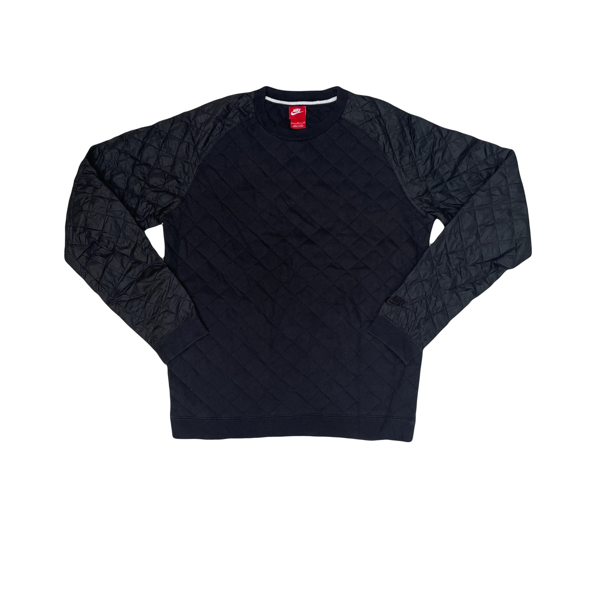 Vintage Y2K Nike Men's Black Quilted Crewneck Sweatshirt Size M