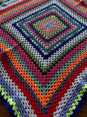 Handmade Crochet Granny Square Blanket Throw - Colorful Boho Vibe