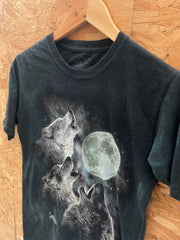 Vintage charcoal tie-dye wolf moonlight t-shirt youth size large by The Mountain