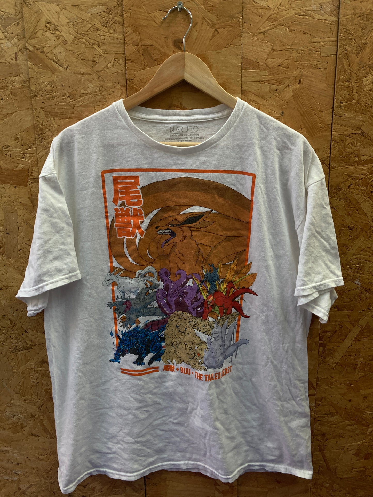 Biju the tailed beast Naruto Anime manga character white t-shirt size XL