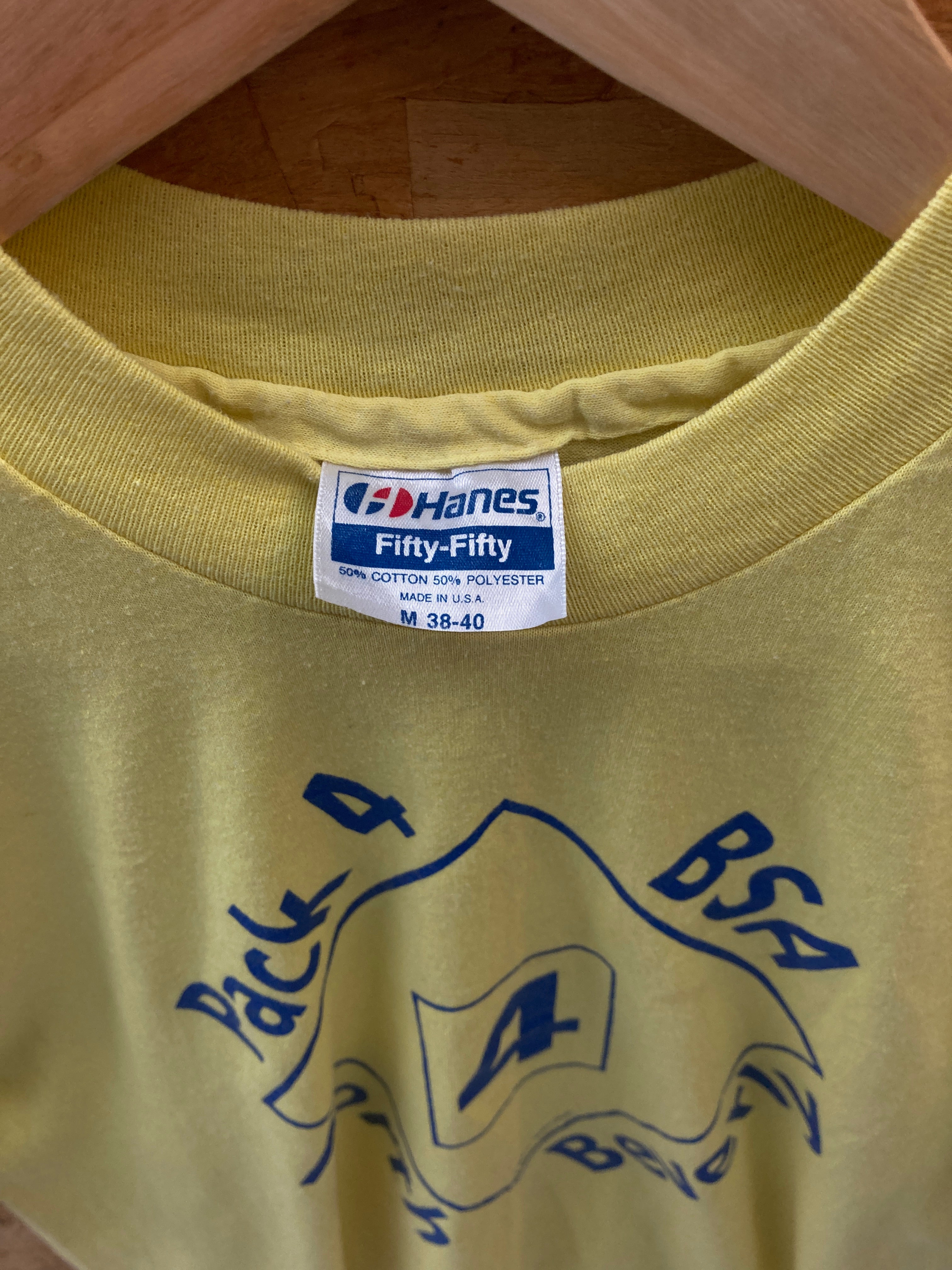 Vintage 90s yellow North Beverly quirky promo single stitch t-shirt size medium