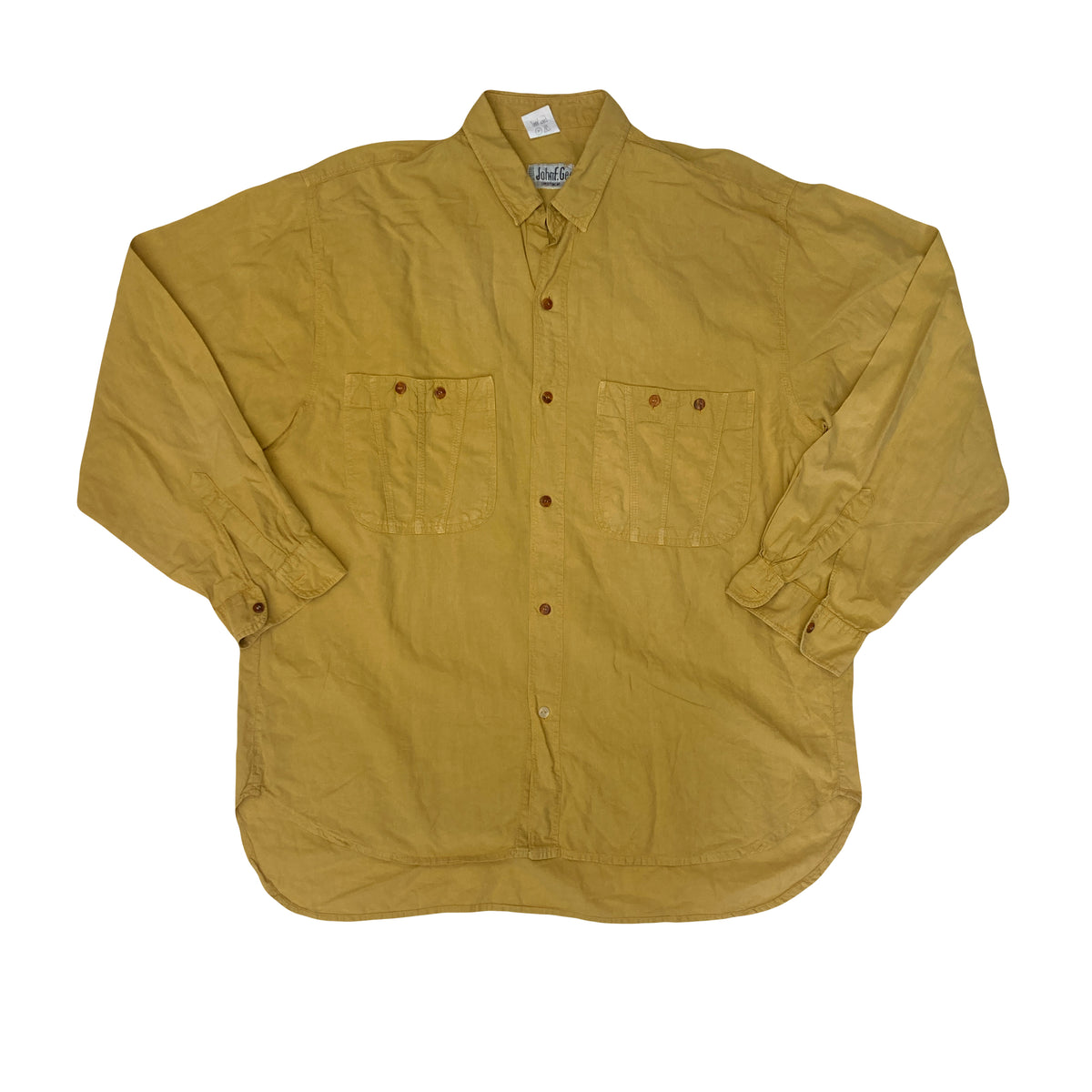 Vintage 90s mustard yellow utilitarian long sleeve shirt size M by John F Gee