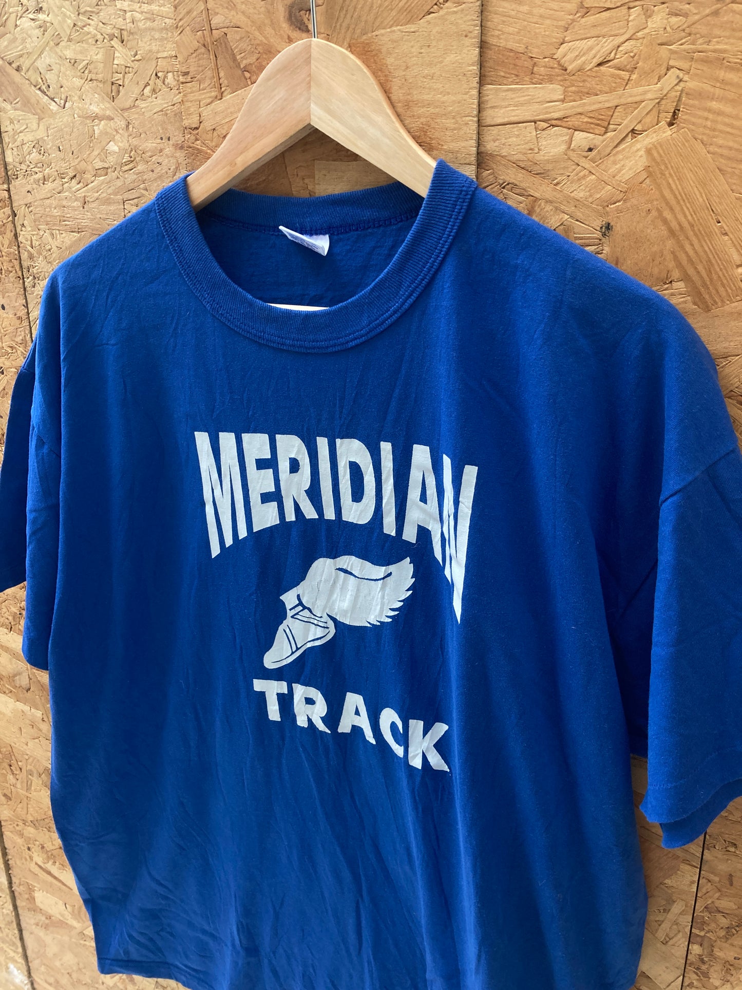 Vintage 80s Meridian Track single stitch t-shirt size large by Russel Athletic